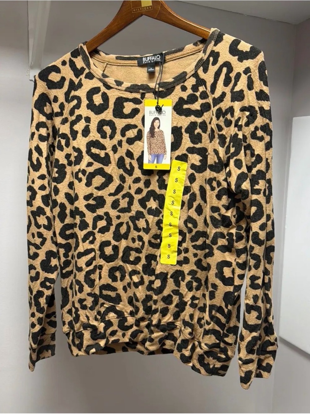 Buffalo David Bitton Leopard Print Crewneck Sweater - Tan & Black